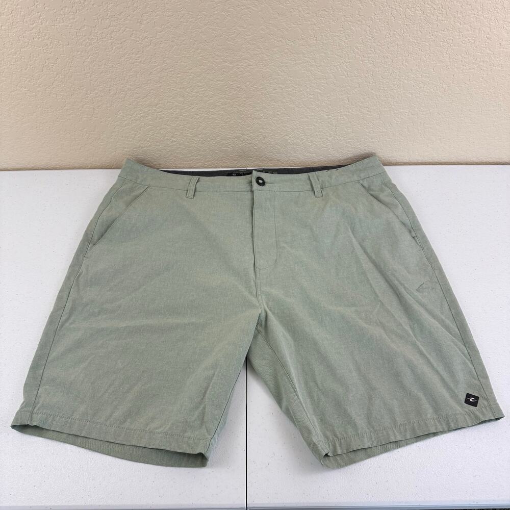 Rip Curl Boardwalk The Surfers Walk Shorts Light Green Zip Pockets Mens Size 38